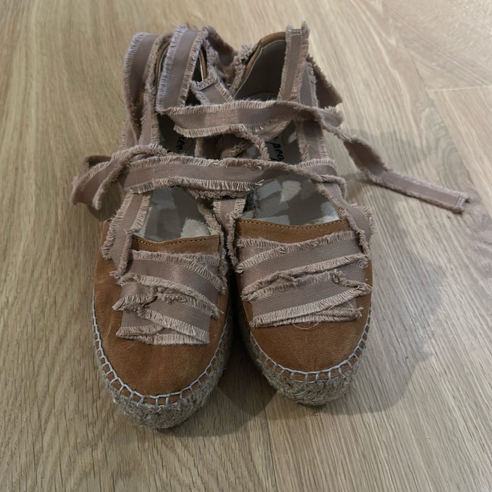 Free people lace up suede espadrilles